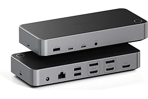 ‎SATECHI SATECHI Triple 4K Stacja Dokująca, USB-C Docking Station 13-w-1, 100W PD, 2 DisplayPort, 3 HDMI, 4 USB-C, USB-A, Gigabit Ethernet i Gniazdo Audio – Do MacBook i Windows