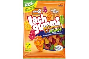 ‎NIMM2 LACHGUMMI nimm2 Lachgummi Mümmelbande – 1 x 225 g – Veganes Fruchtgummi mit Vitaminen, Frucht- und Gemüsesaft – Süßigkeit in sechs Geschmacksrichtungen