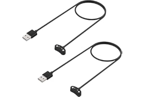TiMOVO Compatible with TicWatch Pro 5/TicWatch Pro 3 Charger/TicWatch Pro 3 LTE Charger,[2 Pcs] 3.3 Ft Magnetic Charging Dock,USB Charging Cable Clip Cradle,Replacement Charger Power Cable Cord, Black