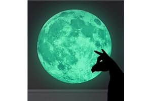 WandSticker4U®- Grande LUNE phosphorescente (30x30 cm) I Stickers étoiles phosphorescente autocollantes lune lumineuse murale I Déco étoile et lune fluorescente chambre enfant ado adulte