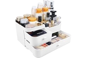Relota Organizador de Maquillaje y Cremas - Caja de Tocador con 2 Cajones para Almacenaje de Maquillaje y Perfumes