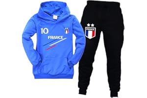 FORLCOOL Jogging Enfant De Football France 2 étoiles Sweats à Capuche Survêtements garçon Sweats à Capuche Pantalons de Sport