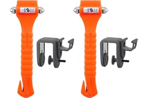 LIFESAFETY Lifehammer Brand Car Safety Hammer, The Original Emergency Escape and Rescue Tool with Seatbelt Cutter, Made in The Netherlands, Orange (2-Pack)