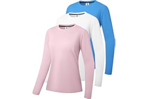 HOLURE 3 Pack or 5 Pack Women's Cotton Long Sleeve T-Shirts Crew-Neck Shirt Classic-Fit Shirt Soft Breathable Casual Tee Fashion Basic Tops