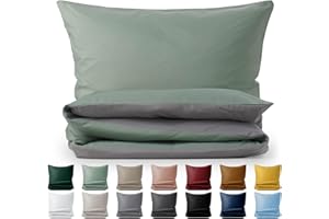 Blumtal Biancheria da Letto con Design Reversibile da 200x200 cm incl. Federe 50x80 cm - Lenzuola invernali in microfibra extra morbida certificate Oeko-Tex, 3 pezzi, Verde Chiaro/Grigio