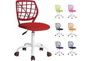 BELTOM Silla de Escritorio para niñas Niños Youth. Silla ergonómica giratoria a 360°. Ajustable en Altura para el hogar y la Oficina. Sin apoyabrazos con Respaldo - Rojo