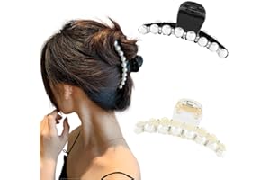 Runmi Pinze per Capelli 2 Pezzi Perle Capelli Clip Artiglio Antiscivolo Mollettoni Capelli Accessori per Capelli Fermaglio per le Donne