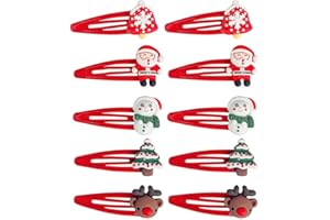 HFMYGS 10 Stück Haarspangen Kinder Weihnachten, Rentier Spangen, Weihnachts Deko Haar Haarnadeln, Weihnachten Geschenke Haarklammern Für Kinder Mädchen Damen, Weihnachten Mädchen Haarnadeln Set