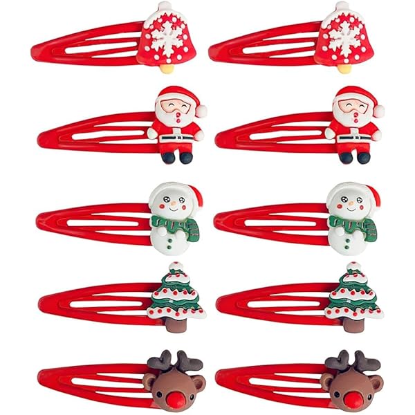 12 Stück Weihnachts Haarspangen Set - Haaraccessoires Für Mädchen Mit Weihnachtsmotiven