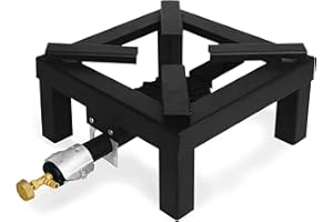 AEFFE BRICO AEFFE Fornellone con Bruciatore e Valvola, in Ghisa, Quadrato o Tondo, per Esterno con Piedi, da Giardino, Campeggio, per Conserve adatto a Padelle (Quadrato, 40 x 40 cm)