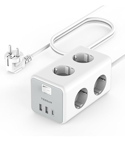 TESSAN Multiprise Tour avec USB, Multiprise Parafoudre Parasurtenseur