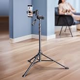 Coverzone 1.9 Metre Al&uuml;minyum Tripod Telefon Standı, 360&deg; 3D Başlık, Bluetooth Uzaktan Kumanda 10m, Telefon Klipsli Işık Stan