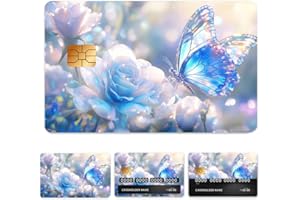 Peacoblue Bank Card Sticker Butterfly and Rose Credit Debit Card Custom Skin Cover Protector, 4 Styles Waterproof Scratch-Proof and Attractive Decal for Most Popular EBT Transportation Key Card