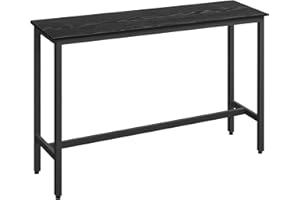 VASAGLE Bar Table, Kitchen Table, Pub Dining High Table, Sturdy Steel Frame, 40 x 140 x 90 cm, Easy Assembly, Industrial Design, Ebony Black and Ink Black LBT140B56