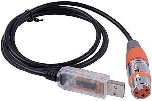 USANGREEN Câble de contrôle USB vers DMX RS485 convertisseur série FTDI XLR 3 broches Câble d'appareil d'éclairage de scène (1,8 m, coque transparente USB)