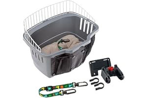 Ferplast Panier de Transport Vélo pour Chiens Chats Atlas Bike Panier Vélo Chiens Max 7 kg Système Pratique de Fixation Décrochage, Coussin et Ceinture de Sécurité Incluse, 47 x 35,5 x h 34,5 cm