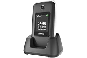 ukuu Big Button Flip Phone for Elderly, Senior Mobile Phone Dual Screen 2.8" + 1.8" LCD Display SIM Free Mobile Phone Unlocked GSM with SOS Button, FM Radio Easy to Use Pay as You Go Phone - Black