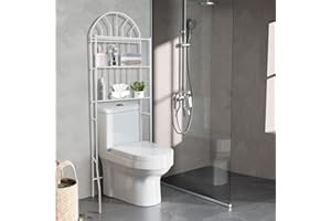 Supfine Etagère de Salle de Bain, Étagère de Rangement pour Salle de Bains avec 3 Tablettes, Meuble au-Dessus des Toilettes WC en Métal laqué (Blanc, 65 * 34 * 177cm)