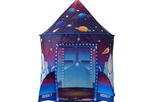 ENJOYPM Tienda de campaña Infantil, Casita Infantil Exterior, Juguete para niños de 3 a 7 años, Casita de Tela, Regalo de cumpleaños, Temática Espacial (AZUL-01)