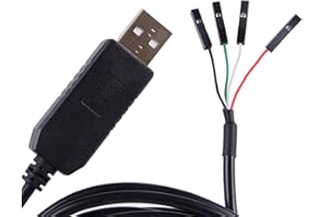 Suamdoen USB to TTL Serial 5V 3.3V Adapter Cable TX RX VCC GND Pinout with 4 Pin 0.1 inch Pitch Female Socket FTDI Chip for Windows 10 8 7 XP Vista Android Mac OS (5V TTL logic Level)