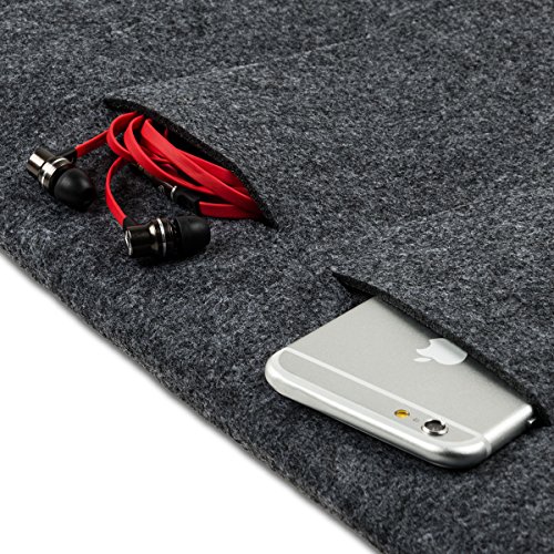 kwmobile Laptoptasche Filz Sleeve für 15″ 15,6″ Laptop / Ultrabook – Notebook Tasche Schutzhülle Laptop Case Hülle in Dunkelgrau mit Innentaschen Innenmaße: ca. 41,5 x 31 cm - 4