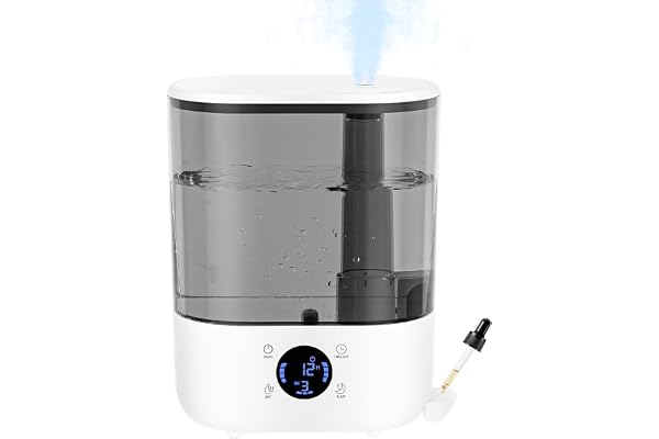 GuKKK Top-Fill Luftfuktare för rum 5,5 l, 28 dB, tyst, med automatisk avstängning, ökad fuktighet för barnrum, kontor, bebisplantor