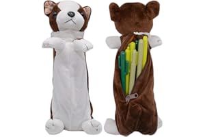 whatUneed Sac de Stylo de Crayon de Forme de Chien 3D, Cadeaux Mignons Doux de Jouet de Peluche pour des Enfants