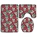 Produktbild Vintage Skull Hearts Flowers 3 Piece Bathroom Rug Set Non-Slip Bath Mat Contour Rug Toilet Lid Cover Home Decorative Doormat