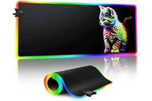 Frotox Gamingowa podkładka pod mysz RGB, XXL, 800 x 300 mm, podkładka pod mysz LED, duża, z 14 trybami oświetlenia, 7 kolorów LED, do komputera, profesjonalnych graczy (czarna)