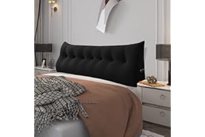 ‎BNCKTRD BNCKTRD Kopfende Großes Rückenkissen Bequemes Lesekissen und Rückenteil im Bett Rückenlehne Kopfkissen Langes XXL Kissen für Sofa, Couch, Wandkissen Polster Samt Schwarz 140cm