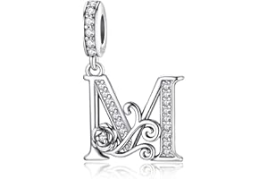 HappyStar Lettre Charme de L'alphabet Argent Sterling 925 Rose Alphabet Initial Dangle Charm Pendentif Charms Fit pour Pandora and bracelet européen