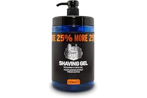 The Shave Factory Gel de rasage 1250 ml avec 25% plus gratuit – Effet hydratant frais actif – Produit pour barbiers professionnels et amateurs de rasage traditionnel