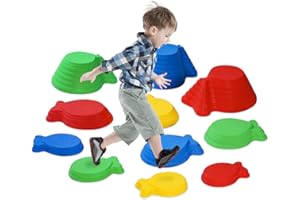 ARK MIIDO Balance Stepping Stones for Kids - 11pcs Anti-skidding Beam and Star-Shape Blocks for Indoor & Outdoor Play Equipment - Gift