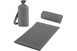 Navaris Acupressure Mat and Pillow Set - Acupuncture Mat for Back, Neck, Shoulders, Muscles, Relaxing - Includes Carry Bag - Grey/Grey