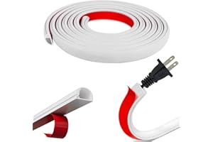 GJNMYSD 2 Meters Cable Conduit, Mini Cable Trunking White Cable Trunking for Electric Cables 14x10mm, Flexible Self Adhesive Tape Cable Duct to Hide 1 Wire Covers for Cables Cord Hider for Wall Floor（1PCS*2M）