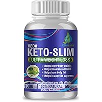 Veda Pure Naturals Keto Slim Advanced Weight Loss Supplement Natural Advance Fat Burner Green Tea, Green Coffee, Garcinia Cambogia and Grape Seed Extracts-1300MG 60 Capsules