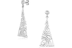 MATERIA BY MATTHIAS WAGNER Materia kolczyki trójkątne długie srebro 925 Vortice - biżuteria kolczyki wiszące wzór wiru 19 x 49 mm + pudełko na biżuterię #SO-121