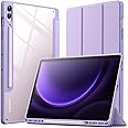 JETech Case for Samsung Galaxy Tab S9 FE+ / S9 FE Plus 12.4-Inch with S Pen Holder, Clear Transparent Hard PC Back, Protective Tri-Fold Stand Tablet Cover, Auto Wake/Sleep (Light Purple)