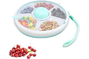 Megcdtr Roterbar snackslåda, 5-fack svarvlåda med bärhandtag (18 cm