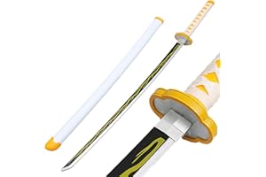 ZNLVZSH Demon Klinge Holz Samurai Schwert, Anime Cosplay Ninja Sword Requisiten, für Fans Weihnachten oder Geburtstag Anime Liebhaber Dekorative Spielzeug, 41 Zoll, Agatsuma Zenitsu