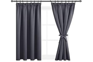 DWCN Blackout Curtains for Bedroom - Thermal Insulated Room Darkening Pencil Pleat Window Curtains for Living Room 46 x 54 inch Length,Dark Grey, 2 Panels