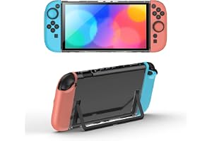 MICROMINI Nintendo Switch 2 Protective Case Set, Transparent Back Cover with Silicone Joy-Pad Cases (Neon Red & Neon Blue)
