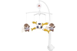 Fehn Musik-Mobile Otter – Aufzieh-Mobile mit Spieluhr-Melodie „Mozarts Wiegenlied“ und Figuren zur Beruhigung & Beschäftigung – Mit Bett-Befestigung für Babys von 0-5 Monaten