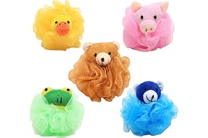 JIHUOO 5 Stück Niedlichen Duschschwamm Badeschwamm Waschschwamm Massageschwamm Seifschwamm für Kinder