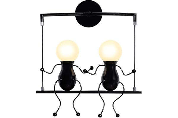 KAWELL Humanoïde Créatif Lampe Murale Moderne Applique Murale Simple Lampe de Mur Art Déco Max 60W E27 Base Fer Titulaire pour Chambre, Chevet, Escalier, Couloir, Restaurant, Cuisine