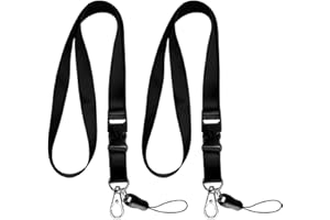 LORSENG 2 Pcs Lanyard for Neck, Neck Lanyard Strap, Flat Lanyards with Detachable Buckle and Metal Lobster Clip, Lanyards Neck with Safety Breakaway, for Hold ID Card, Pass Card, Keys or Cell Mobile Phone