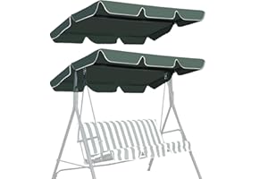 CASART 2 & 3 Seater Garden Swing Top Cover, Outdoor Patio Balcony Hammock Chair Canopy Roof Replacement (Green, 196 x 109cm)