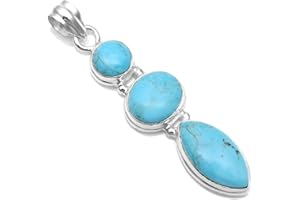 Silver Palace Pendentifs turquoise naturelle en argent sterling 925 pour femmes et filles