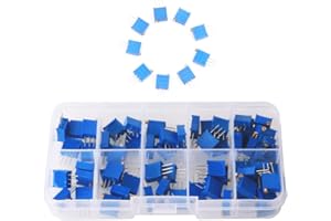 GTIWUNG 60PCS 12Value 100 Ohm a 500K Ohm 3296W Trimmer multigiro Resistore variabile Potenziometro Resistenza variabile con Scatola Plastci