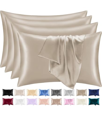 Set 2 Federe In Raso Di Microfibra 50x75 Cm - Con Cerniera Nascosta - Morbide Per Capelli E Pelle - Viola - copertina